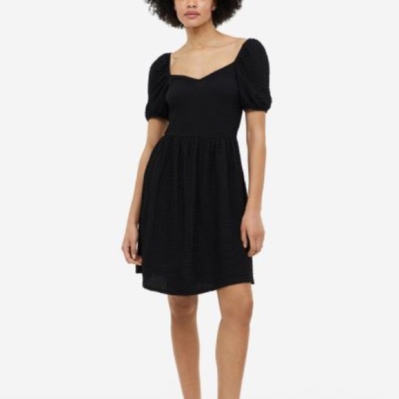 Black ‎ - New plus size Puff-sleeved Textured Jersey Dress - Picture 3 of 4